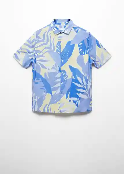 Camisa Leaves-H Celeste Talla XL Hombre Mango