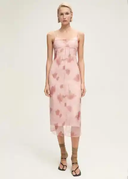 Vestido Sasi Rosa Pastel Talla S Mujer Mango