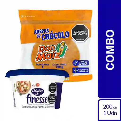 Combo Queso Crema Finesse + Arepa de Maíz Dulce Chocolo 4 Und