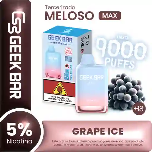 Geek Bar Vape Meloso Max Grape Ice 9000 Puffs 5% Nicotina