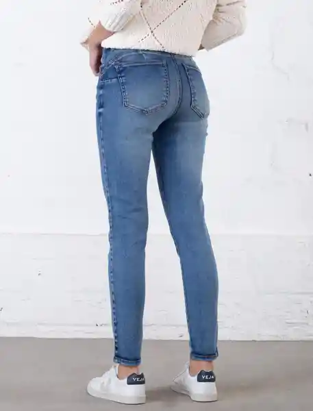 Jean Fit Skinny Azul Índigo Medio Talla 10 Mujer Naf Naf