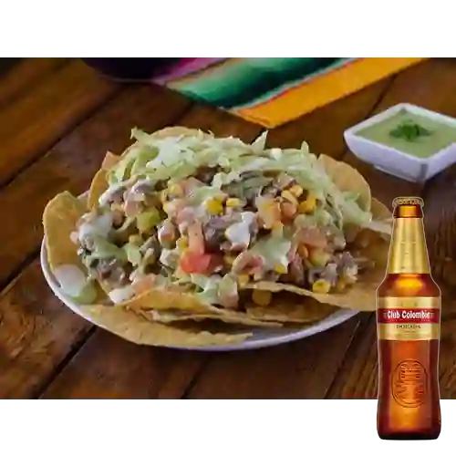 Combo Nacho Vegetariano + Club Colombia Dorada 350 ml