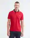 Camiseta Contrast Neck Polo Rojo Chili Oscuro Talla S Chevignon