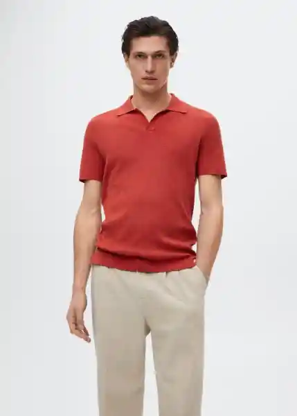 Polo Lino Rojo Talla S Hombre Mango