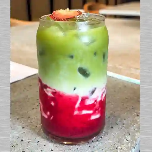 Strawberry matcha iced latte