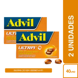 2 x Advil Ultra Ibuprofeno Alivio de Dolores de Cabeza Severos
