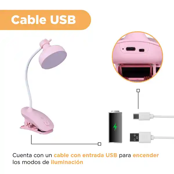 Lámpara Clip on Oso 3 Modos de Color Rosa Mod 2105 Miniso