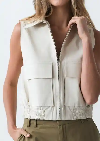 Chaleco Mujer Beige Ostra Claro Talla S - 423G015 Naf Naf