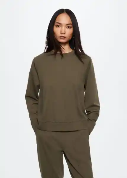 Sudadera Pique Khaki Talla L Mujer Mango