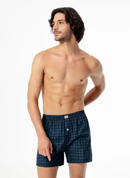 Bóxer Amplio Hombre Cuadros Azul Talla M