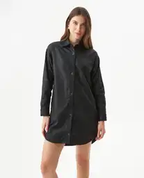 Vestido Camisero Corto Negro Noche Ultraoscuro T L Chevignon