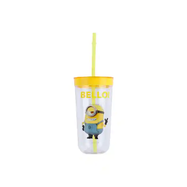 Vaso de Plástico Con Pitillo Amarillo Colección Minions Miniso