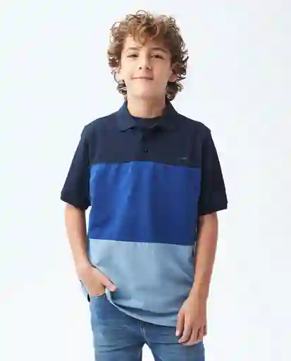 Polo Contrast Block M/c Azul Dark Ultraoscuro Talla 6 Niño Chevignon