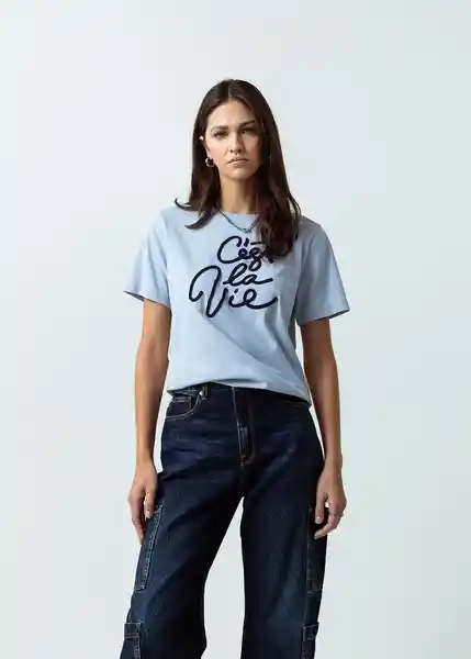 Camiseta Mujer Azul Zen Claro Talla M 402G002 Naf Naf