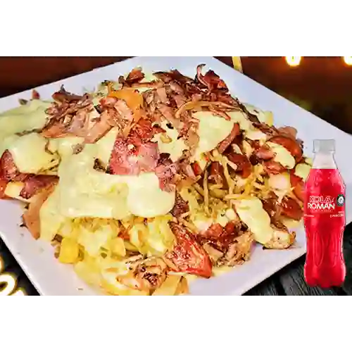 Salchipapa Ranchera +Gaseosa 250ml +Kola Román Org 400ml