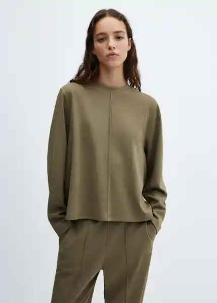 Sudadera Pique Mujer Khaki Talla 24 Mango