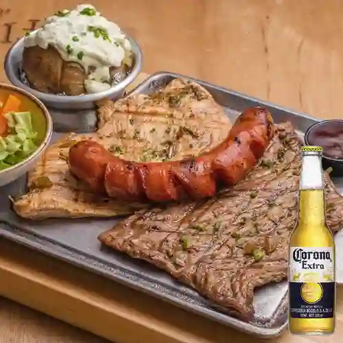 Combo Parrillada de Fierro + Cerveza Corona Bot. 355ml