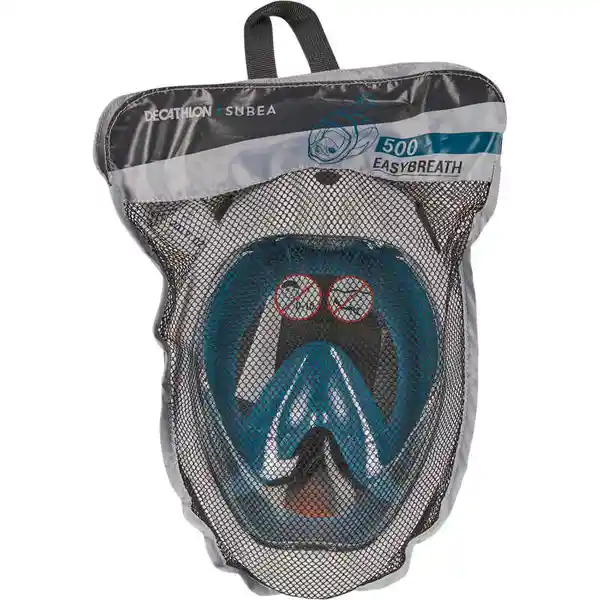 Subea Careta de Snorkel Easybreath 500 Adulto Azul Talla S/M