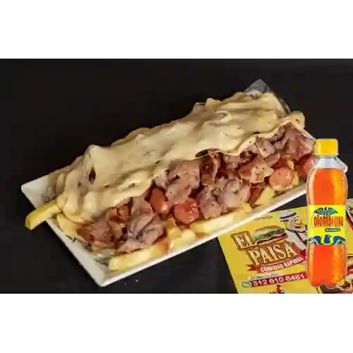 Combo Salchipapa Queso y Tocino + Colombiana 400 ml