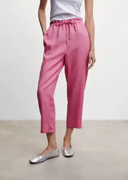 Pantalón Linew Rosa Pastel Talla 26 Mujer Mango