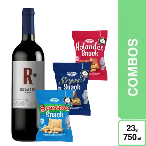 Combo 1 Rosaleda Vino Tinto Merlot + Parmesano + Holandes + Sopo