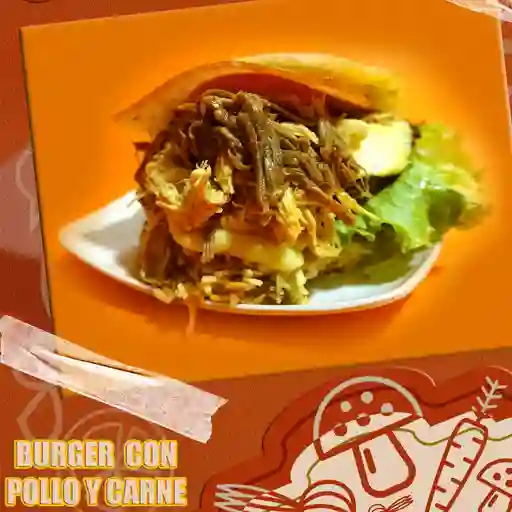 Arepa Burger Carne y Pollo