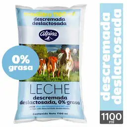 Alpina Leche Deslactosada Descremada Bolsa 1100 mL
