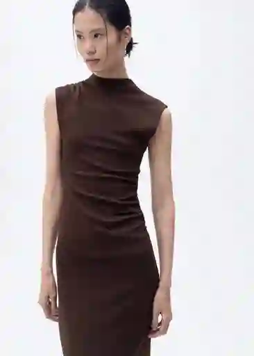 Vestido Curra Marrón Talla S Mujer Mango