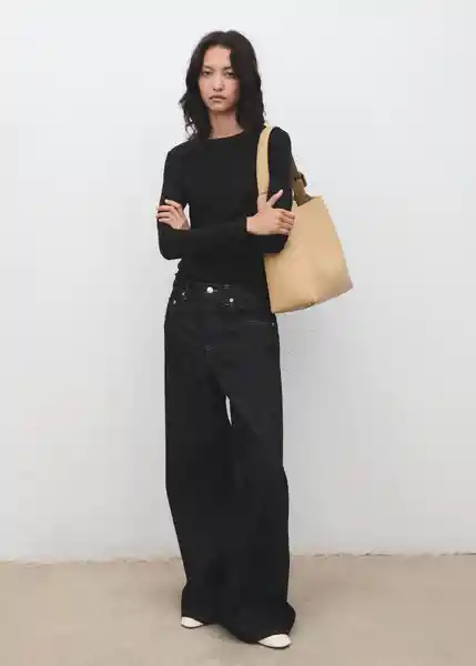 Camiseta Secondca Negro Talla S Mujer Mango