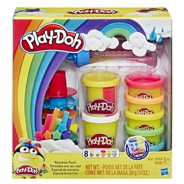Play-Doh Espiral de Arcoíris 8 Colores Con Masa 3 en 1