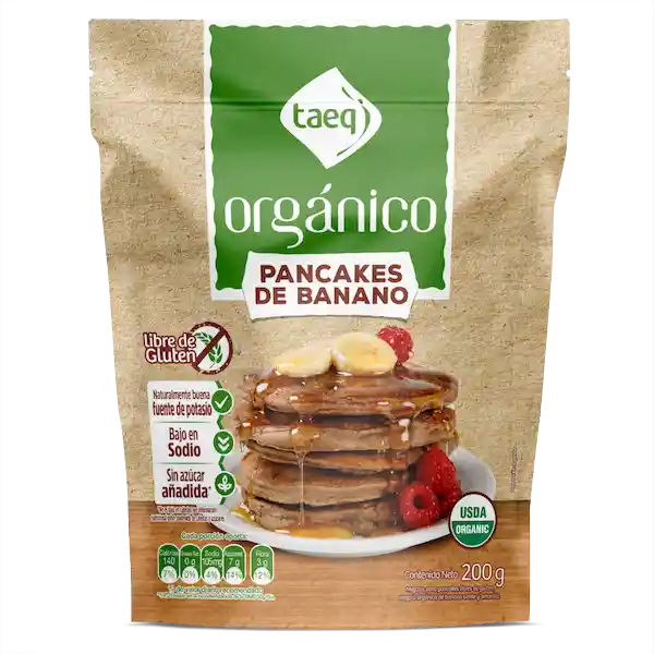 Taeq Pancakes Banano Verde y Amarillo Libre de Gluten Orgánico