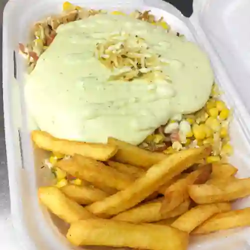 Mazorca Pollo Ranch más papas más gaseosa Gratis