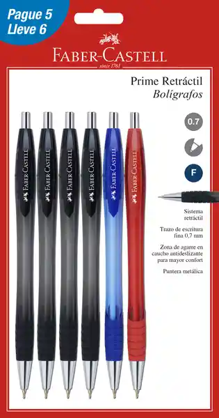 Faber Castell Caja De Bolígrafo Retráctil Negro/Rojo/Azul