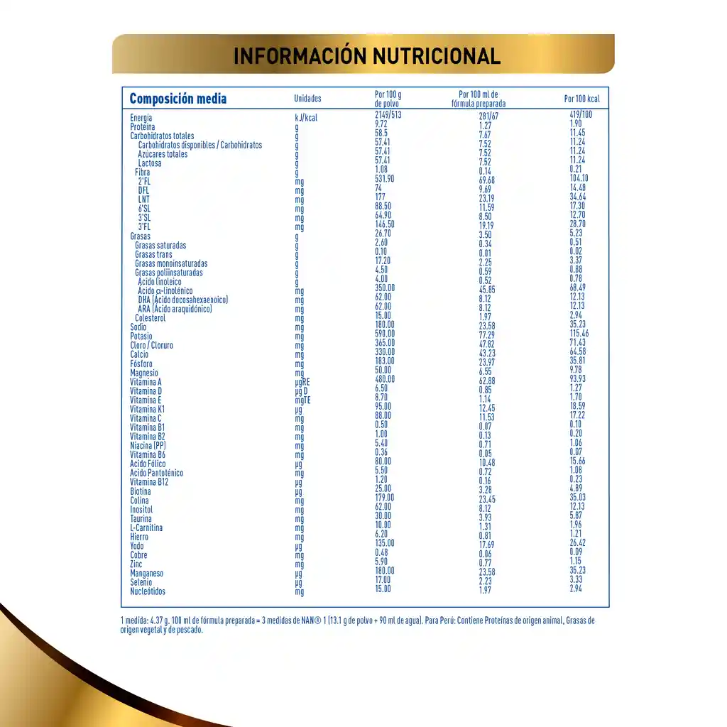 Fórmula infantil NAN SUPREMEPRO Etapa 1 x 400g