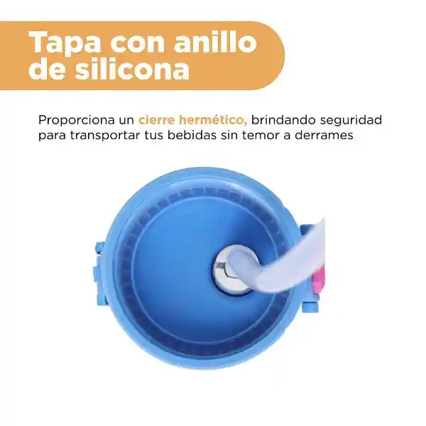 Vaso Plástico Con Correa y Funda Serie Cooky Azul Bt21 Miniso
