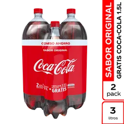 Coca-Cola Original Bebida Gaseosa Sabor a Cola 2 Pack 3 L +1.5L