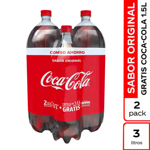 Coca-Cola Original Bebida Gaseosa Sabor a Cola 2 Pack 3 L +1.5L