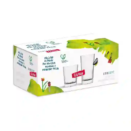 Set X 4 Vasos Tierra Largos+4 Vasos Tierra Cortosc Cristar 9836elcpt