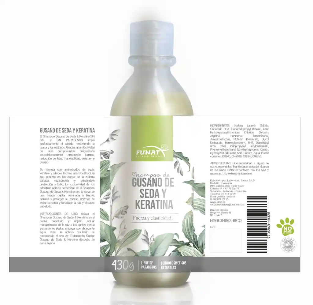 Funat Shampoo de Gusano de Seda y Keratina