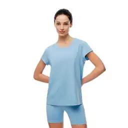 Camiseta Manga Corta en Tejido de Punto Poliéster Femenino Lara Gef Talla Xs