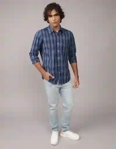 Camisa Hombre Azul Talla Medium 2722423 American Eagle