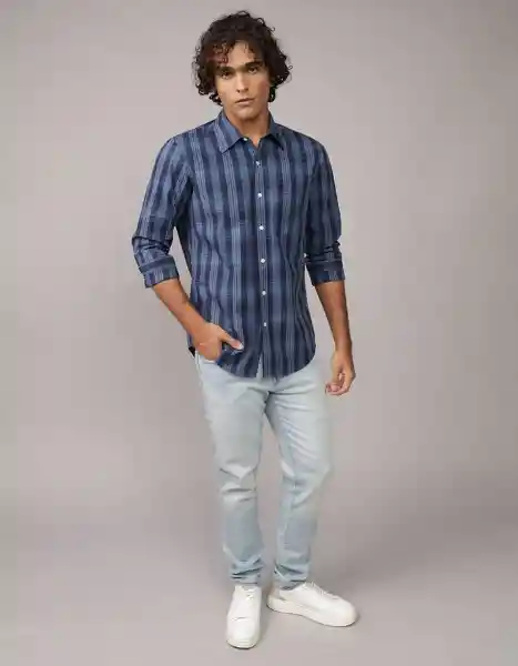 Camisa Hombre Azul Talla Medium 2722423 American Eagle