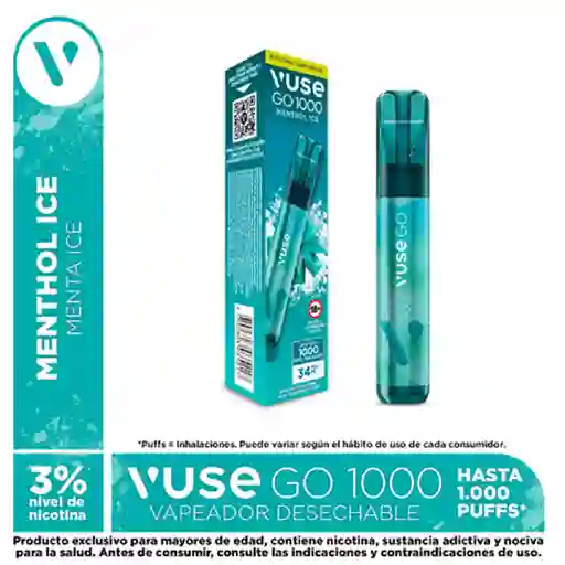 Vapeador Vuse Go Menthol Ice 3% X 1000 Puffs