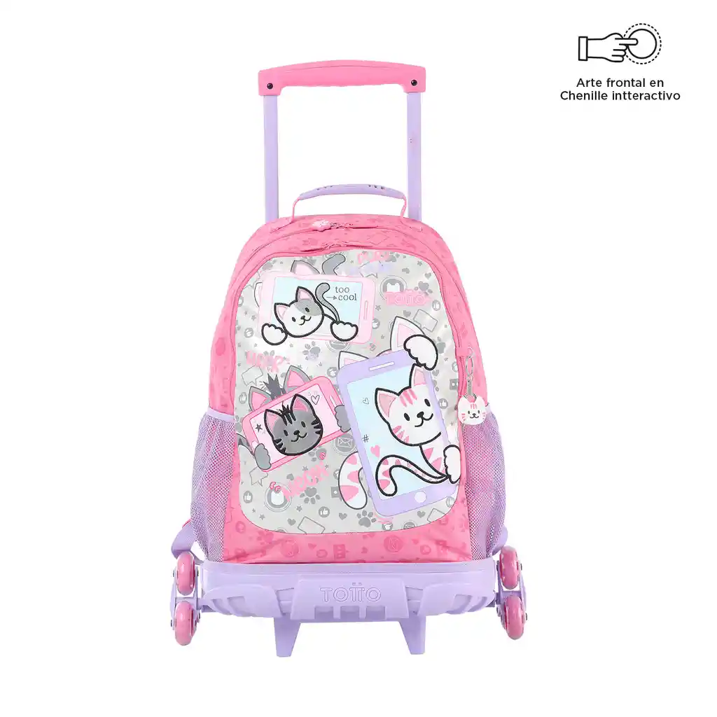 Morral Totto Para Niña 3 Rue Bomper Selfie Cat L Rosado Rosado