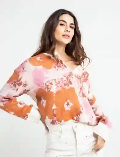 Blusa Tejido Lirios Mujer Beige Preteñido T.M 483E048 Naf Naf