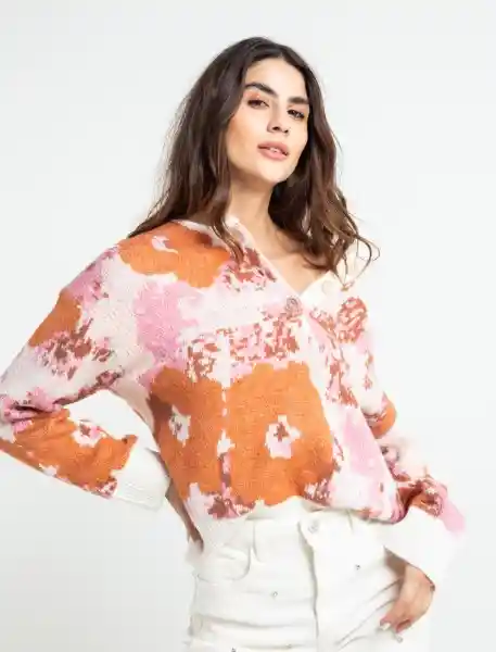 Blusa Tejido Lirios Mujer Beige Preteñido T.M 483E048 Naf Naf