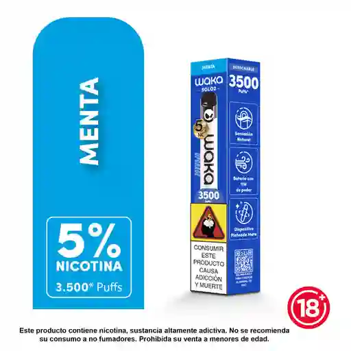 Waka Vaporizador Solo 2-1 Device Menta 5% 3.500 Puffs