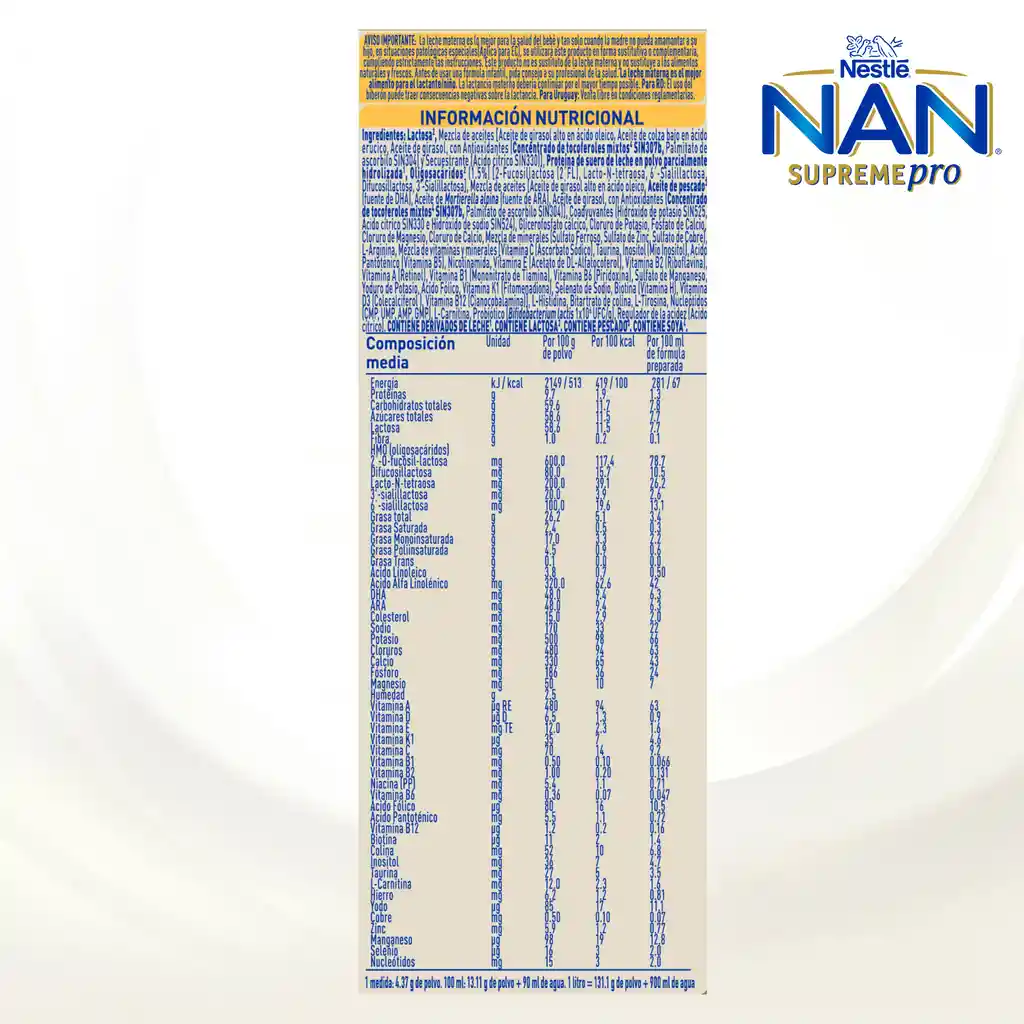 Fórmula infantil NAN SUPREMEPRO Etapa 1 x 400g