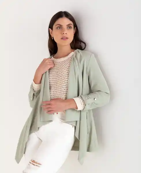 Blazer Asimétrico Verde Claro Verde Abadía Talla M Mujer Naf Naf