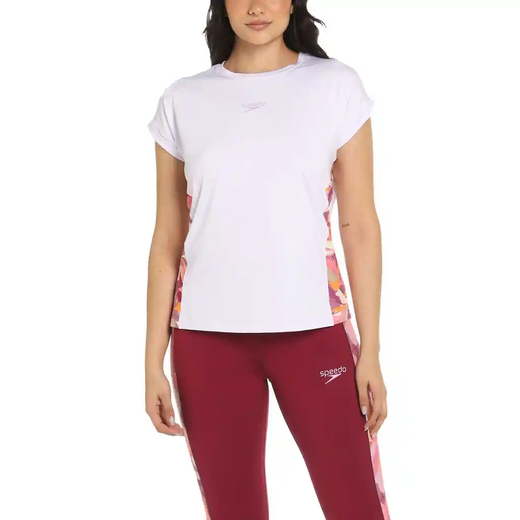 Camiseta Manga Corta Wineberry Floral Mujer Blanco-l